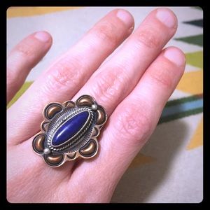 Sterling, Copper, Lapis Native American Ring